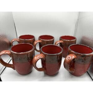 Chris Madden JCPenny  Darija. Burgundy Mugs Cups RETIRED Set of 6